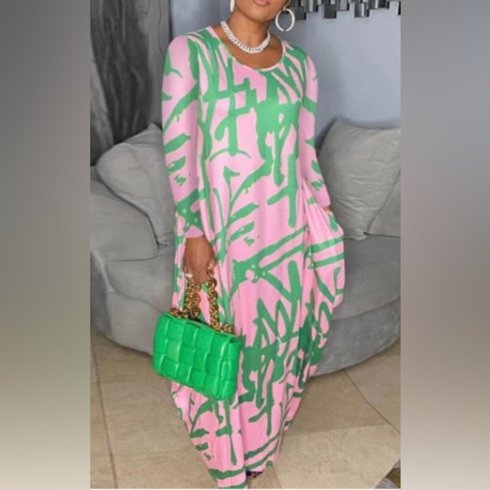 Pink & Green Dress